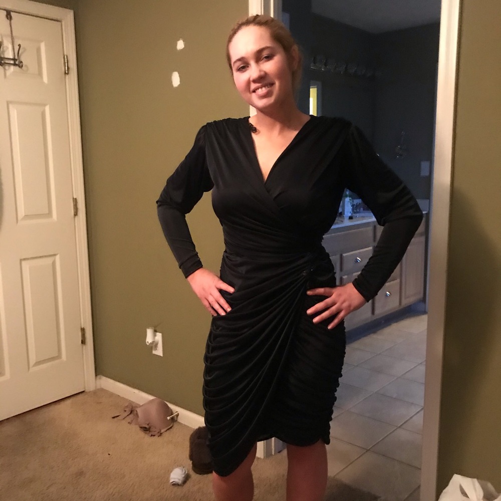 Flattering little black fringed dress